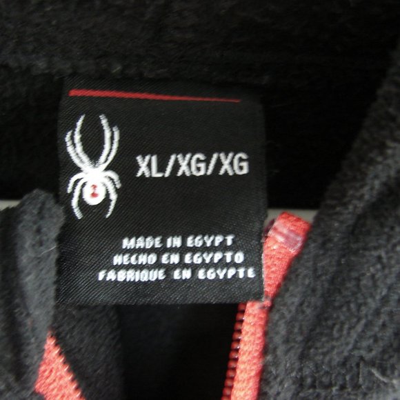 Spyder Snuggle Fleece Zip Hooded Sweatshirt Jacket Black Red XL Warm Coat Unisex - Picture 7 of 13
